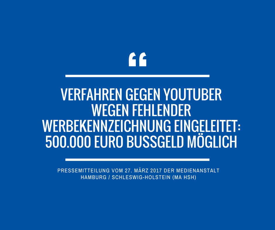 Nicht gekennzeichnete Werbung bei Youtube Flying Uwe