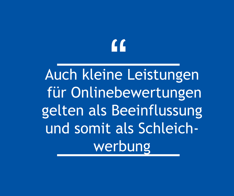 Kleine Leistungen für Onlinebewertungen gelten als Beeinflussung